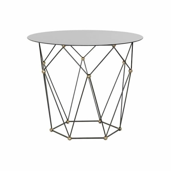 Sort metal sidebord med guldglas - Mærke - Model - Hovedfarve: Hvid