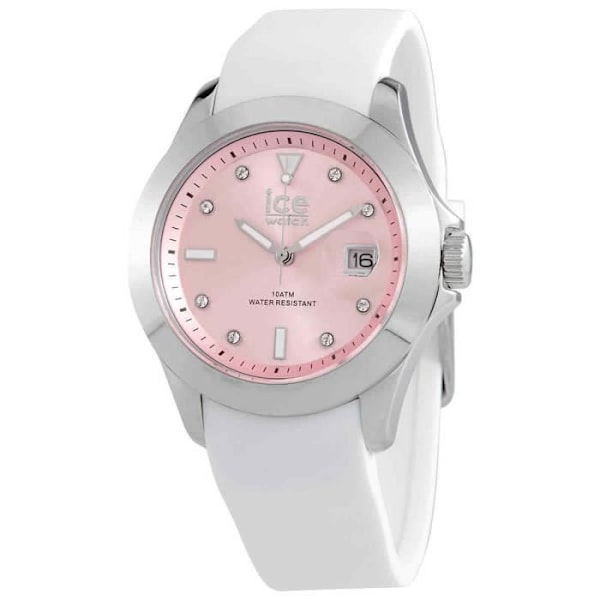 Jääkello - Naiset - 020382 - Valkoinen silikoni - 40mm - Hopea - Vaaleanpunainen Vit