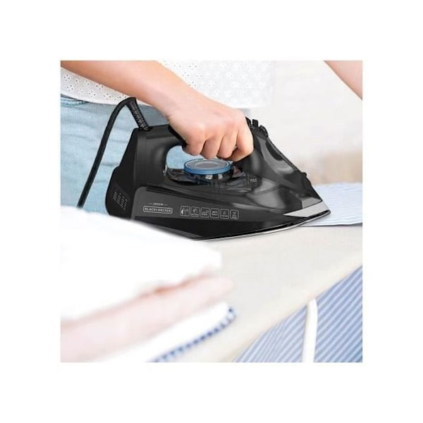 BLACK & DECKER - Strygejern - 2800W - 45gr/mn - damptryk 170gr/mn - blå/sort - BXIR2805E Svart