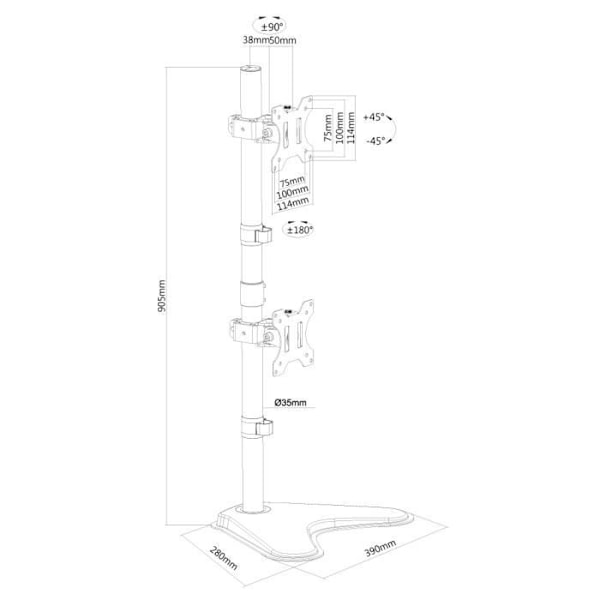 NEWSTAR FPMA-D550DDVBLACK pöytäteline - 2 LCD-näytölle - musta - 10"-32"