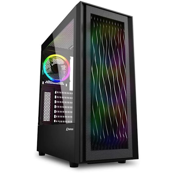SHARKOON RGB WAVE ATX gaming pc-case - Sort - 3x 120 mm - 2 interne båse - 7 udvidelsesbåse Sort