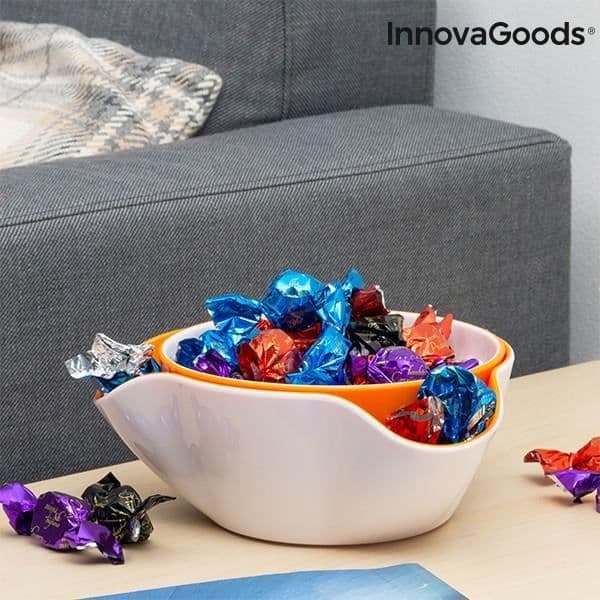 Bols til Aperitiffer - InnovaGoods - 2 i 1 - Plast - 2 Stykker - Moderne vit/orange