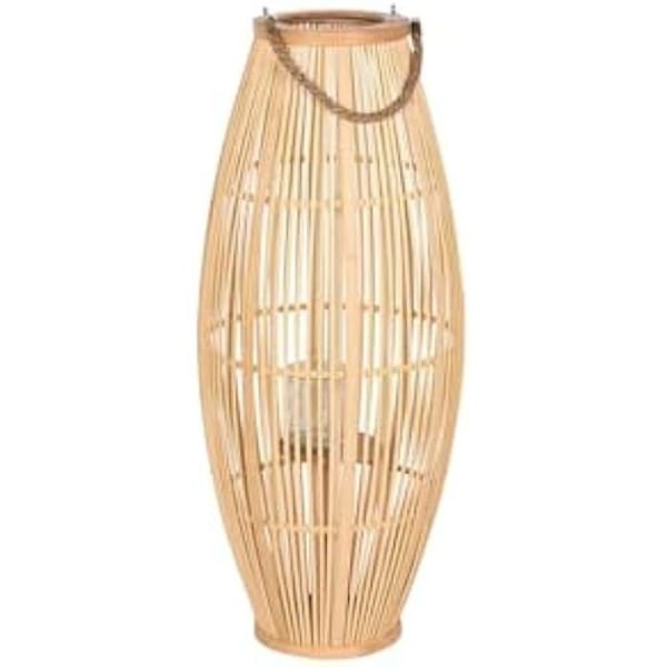 Kynttilänjalka - HOME ESPRIT - Luonnonvaaleanruskea - Bambu - 35 x 35 x 85 cm - Monivärinen Flerfärgad