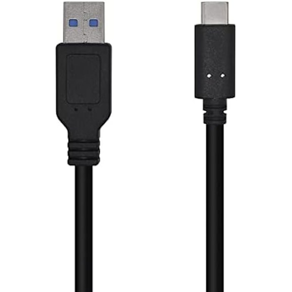 AISENS A107-0449 USB 3.1 Gen2-kabel 10 Gbps 3 A, Type USB-C/M-A/M, sort, 0,5 m