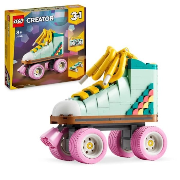 LEGO® 31148 Creator 3i1 Retro rulleskøjter, Legetøj med Mini-Skateboard og Boombox, Retro dekoration Flerfärgad