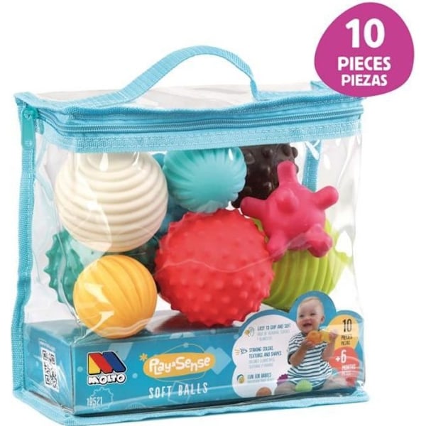 Play&Sense Ball Blocks Set - MOLTO - 10 st - Sensoriskt spel för baby Flerfärgad