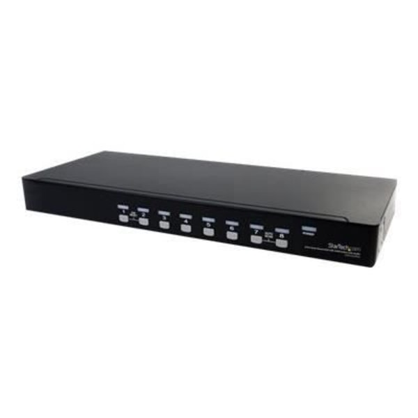 STARTECH 8-porttinen telineeseen kiinnitettävä USB VGA KVM -kytkin ja ääni (äänikaapelit mukana) - 8 tietokonetta - 1920 x 1440