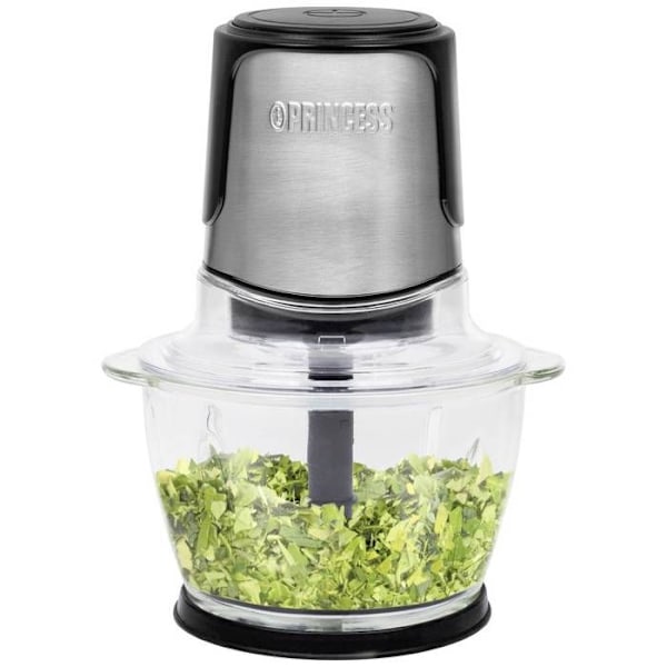 Hachoir Princess Power 1 L 300 W - Glasbol - 2 knive i rustfrit stål Sølv