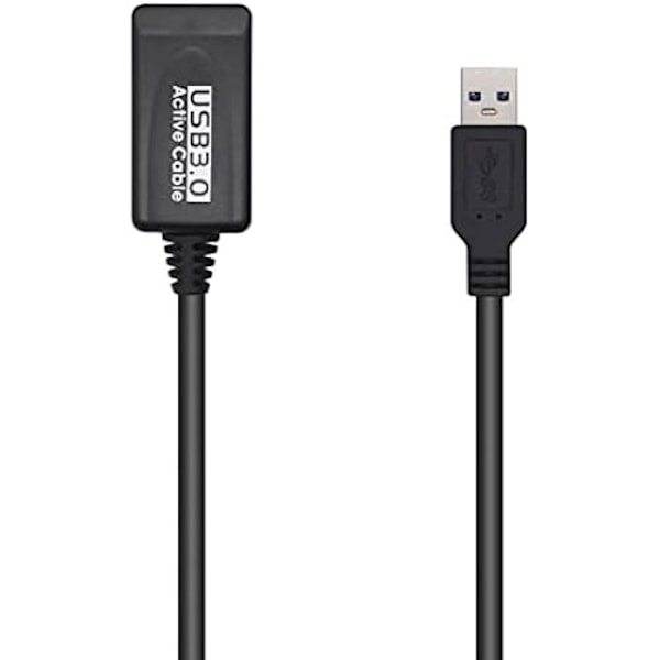 AISENS A105-0525 USB 3.0 forlængerkabel med forstærker, Type A/M-A/H, Sort 5,0 m