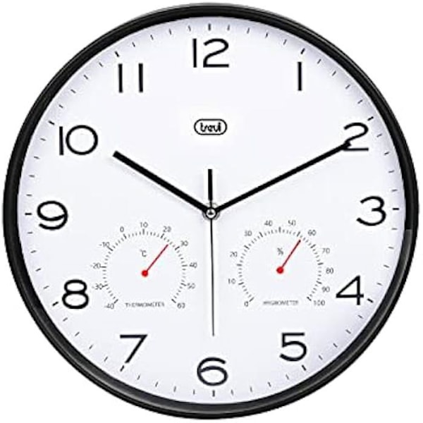 Seinäkello - TREVI - Om 3510 T - Lämpömittari ja kosteusmittari - Halkaisija 30 cm Svart