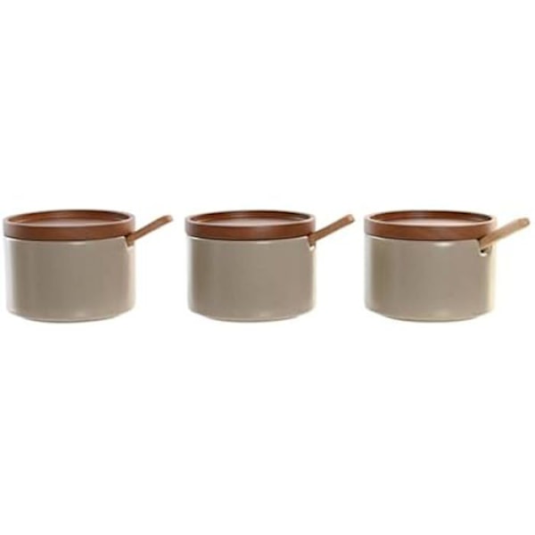 Sockerskål - DKD HEMINNREDNING - Gummiträ - 7 stycken - 29 x 10 x 7 cm - Brun
