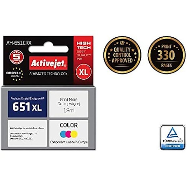 ActiveJet AH-651CRX Muste (Vaihtoehto HP 651 C2P11AE, Premium, 18 ML, Väri)
