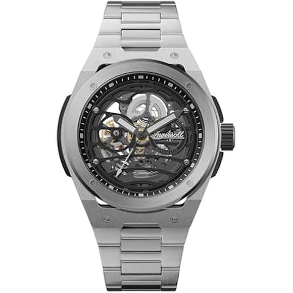 Automatisk Ur - INGERSOLL - The Springfield - Sort Skeletur Urskive - 48 mm Urkasse - Sort Stålarmeband Svart
