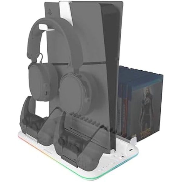 Stöd för PS5 - MARSGAMING - MPS5-B2 - Dubbel kontrollladdare - Tyst fläkt - RGB-belysning Vit