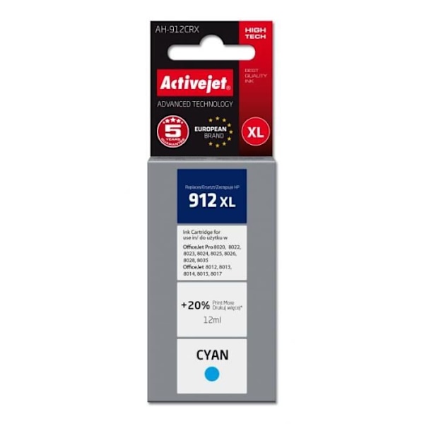 Activejet blæk til HP-printere, erstatning for HP 912XL 3YL81AE Premium 990 sider blå - AH-912CRX