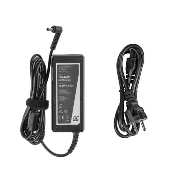 Lader Green Cell PRO 65W 19V 3.42A til Asus F553 F553M F553MA R540L R540S X540S X553 X553M X553MA ZenBook UX303L Strømforsyning sort