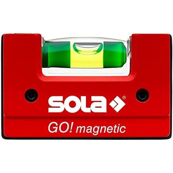 Bubble level - SOLA - GO! Magnetisk - 2 flaskor - Plast - Magnetiserad Röd
