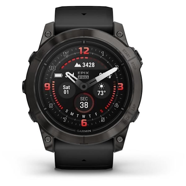 GARMIN - Epix Pro (Gen2) - Højtydende smartur - 51 mm - Stål, Grå med sort rem
