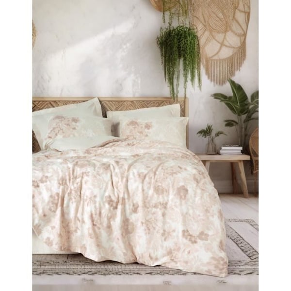 Sengebetræk - 1 dynebetræk 220 x 240 cm + 2 pudebetræk 60 x 60 cm - 100% forstærket bomuld - Beige Beige