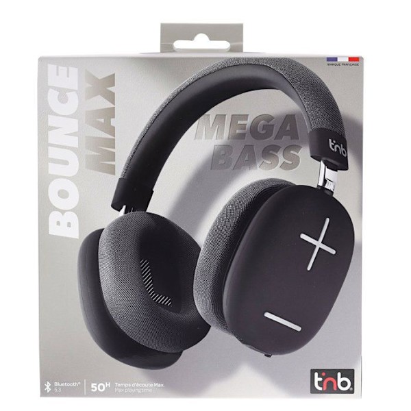 T’NB Bounce Max - Langaton Circum-aural Kuulokkeet Uusi Versio, Mukava ja Peittävä, Bluetooth-yhteydellä - Musta