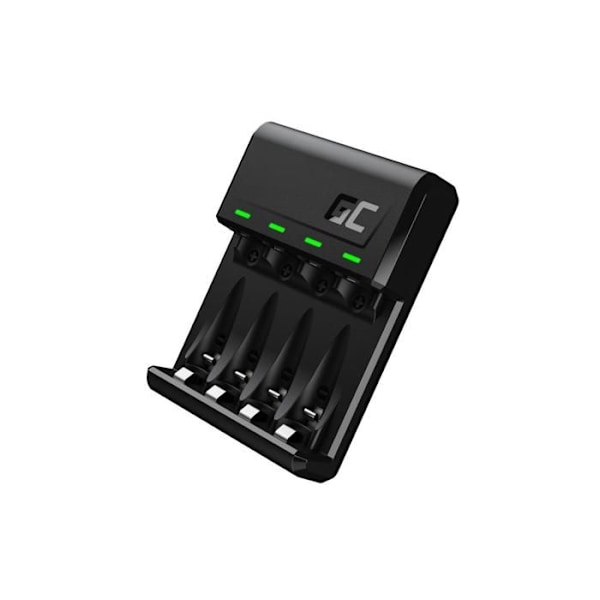 Lader - Green Cell - GC VitalCharger - Ni-MH - Micro USB og USB-C porte - 4 Kanaler Sort