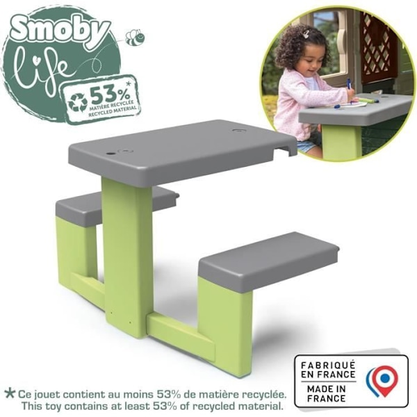 Smoby Life - Piknikbord, der kan tilpasses Smoby-huse - 2 bænke