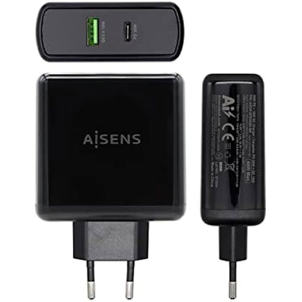 AISENS CARGADOR Para Smartphone 48W 1X USB-C PD3.0 30W, 1X USB-A QC3.0 18W