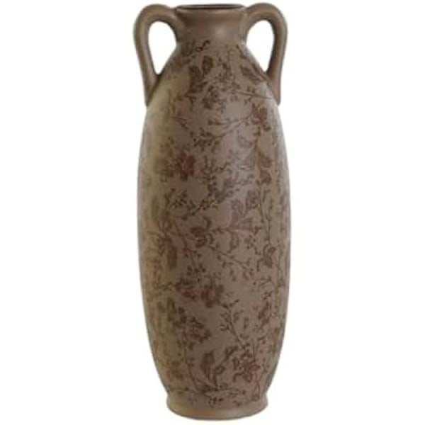 Dekorativ vase - HOME ESPRIT - Brungrøn - Stentøj - 13 x 13 x 35 cm - Moderne stil Flerfärgad