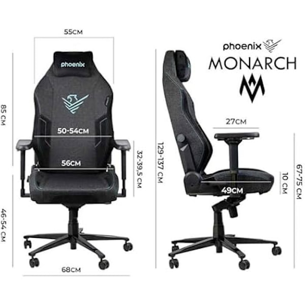 Phoenix Monarch Gaming Stol Tyg Storlek R Blå