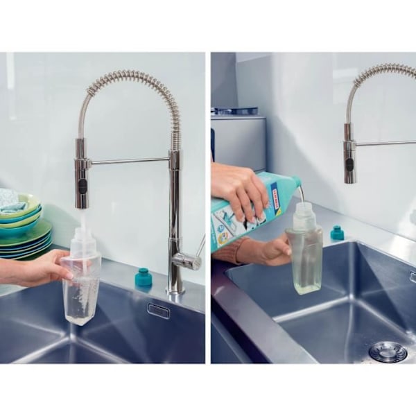 Leifheit Easy Spray XL 56690 - 360° kääntyvä moppi integroitu suihkupullolla, mikro duo -päällinen Turkis/grå