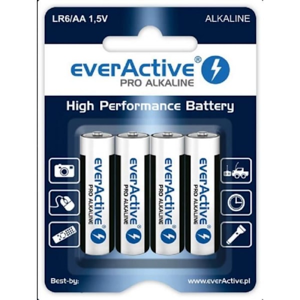 EVERACTIVE AA alkaliske batterier 3000mAh 4 stk - LR64BLPA
