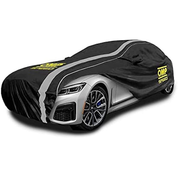Autocover - OMP - SPEED - Størrelse S (406x165x120 cm) - 3 vandtætte lag - Tyverisikring og reflekterende svart grå