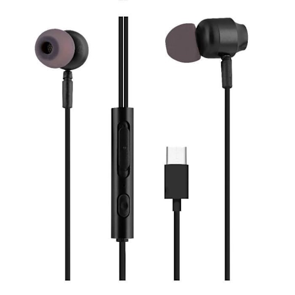 Type-C kuulokkeet - T'nB - In-ear - Musta - Äänenvoimakkuuden säätö - Yleismikrofoni