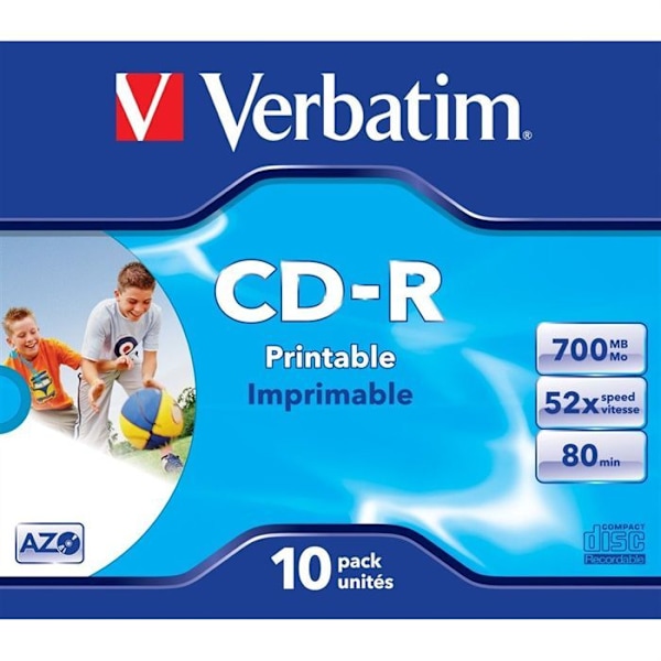 CD-R Tulostettava VERBATIM - 80 min 52x (10) - 700 Mo Super Azo