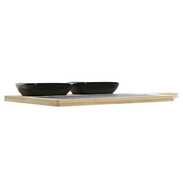 Forretterbræt - Bambus - Skifer - 33x19 cm - Naturlig og sort farve - Rektangulær Natur, svart