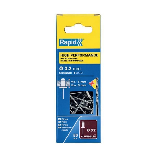 "Popnitter - Rapid - 5001528 - Aluminium - Ø 3,2 mm - 6 mm - 50 Enheder"