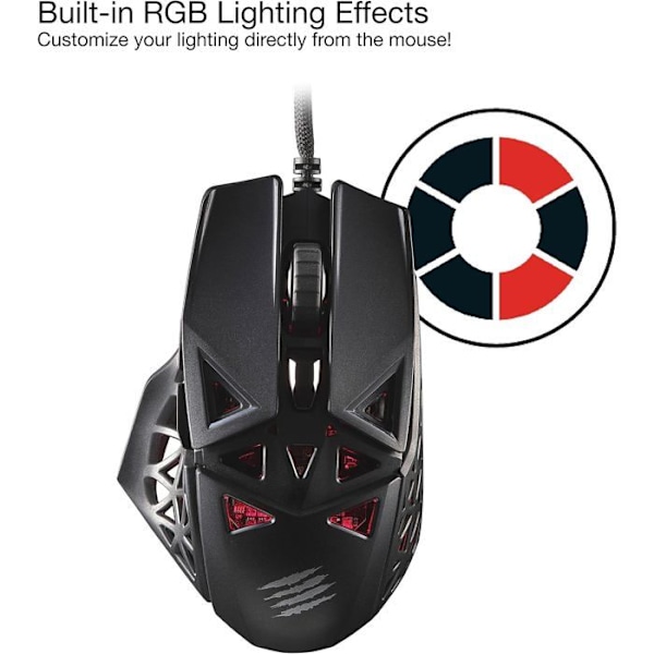 Madcatz M.O.J.O. M1 Ultra Light Gaming Mouse 70g - PMW3360 Sensor 12000 DPI & Frequency 1000Hz - DAKOTA Switch 2ms Svart röd