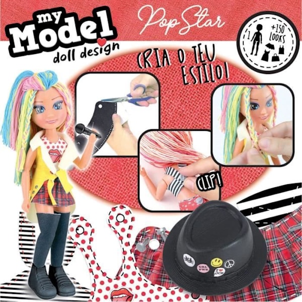 EDUCA byggbar ledad docka - My Model Doll Design Pop Star - Röd - För tjejer från 8 år och uppåt Flerfärgad