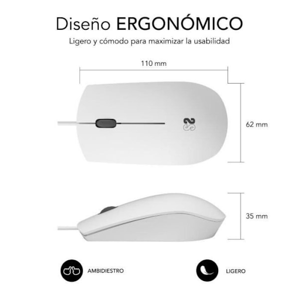 Ratón Subblim Business Silencioso/ Hasta 1200 DPI/ Valkoinen