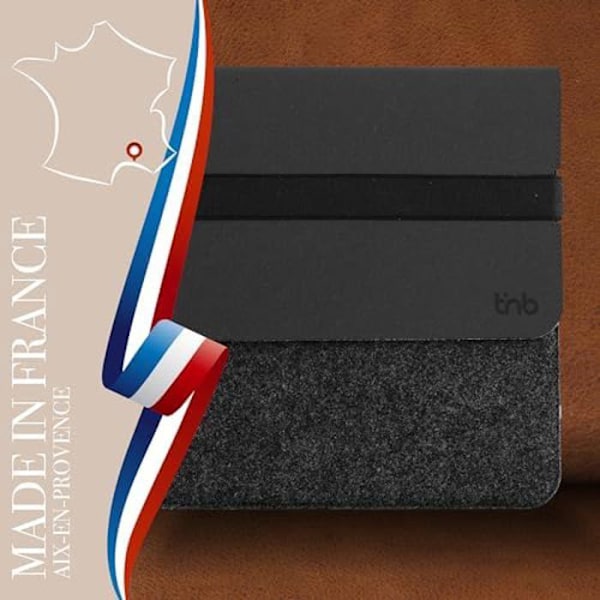 Laptopfodral - T'NB - Tillverkat i Frankrike - Ekofilt - Återvunnet läder - 13/14 tum Svart och grått