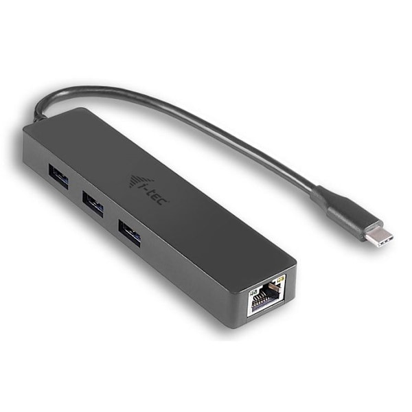 USB-C Hub - I-TEC - SLIM HUB - 3 USB 3.0 Porte - Gigabit Ethernet - Indbygget USB-C 3.1 Kabel