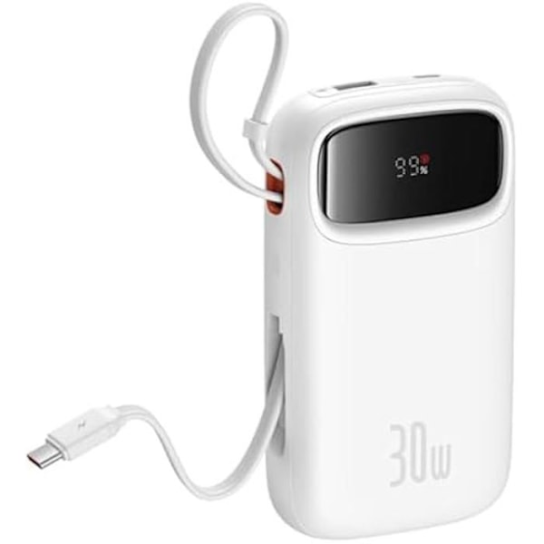 Powerbank - BASEUS - QPow 2 - 20000mAh - 30W - 2xUSB-C - Valkoinen Valkoinen