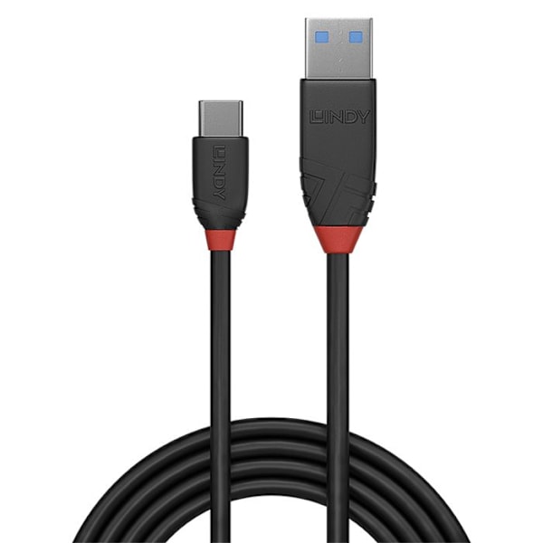 USB 3.1 typ A till C 3A-kabel - LINDY - Black Line - 50cm - Trippelskärmad - Ledare av förtennad koppar