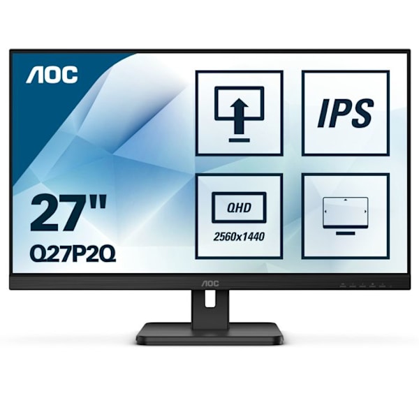 Näyttö - AOC - Q27P2Q - 2560x1440 - IPS - 4ms - HDMI/USB C/VGA musta