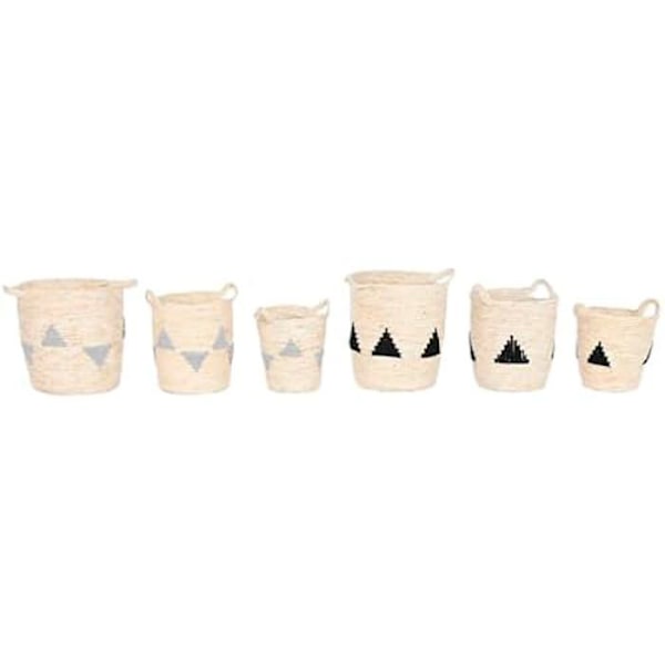 Korit - HOME ESPRIT - 2 kpl setti - Musta ja harmaa - 33 x 33 x 40 cm - Luonnonkuitu Flerfärgad