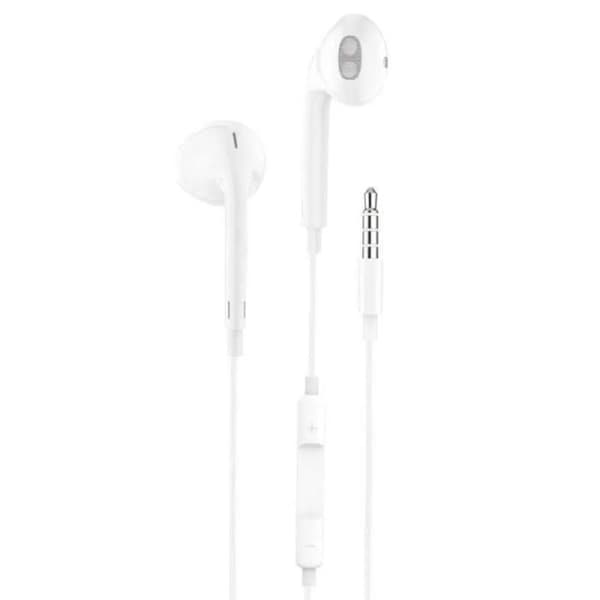 In-Ear Hörlurar - TECH ONE TECH - EarTECH - Inbyggd Mikrofon - Mini Jack 3,5 mm - Kabel 1,20 m Vit