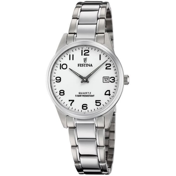 Dameur til kvinder - Festina - 20509 - Rustfrit stål - Hvid urskive - Chic stil