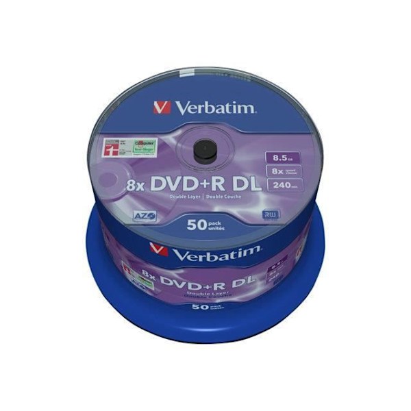 50 kpl DVD+R DL Verbatim - 8,5 Go - Spindle