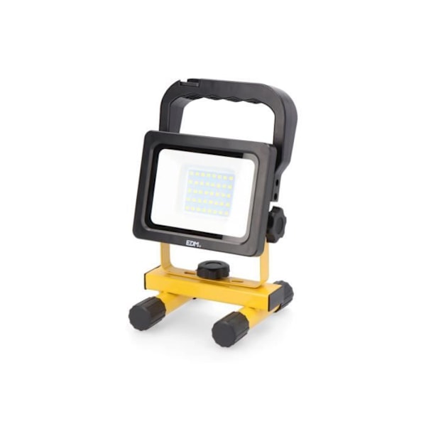 Genopladelig Led Floodlight 20w 2000lm 6500k Edm - GENERISK - Udendørs - Gul - Stål