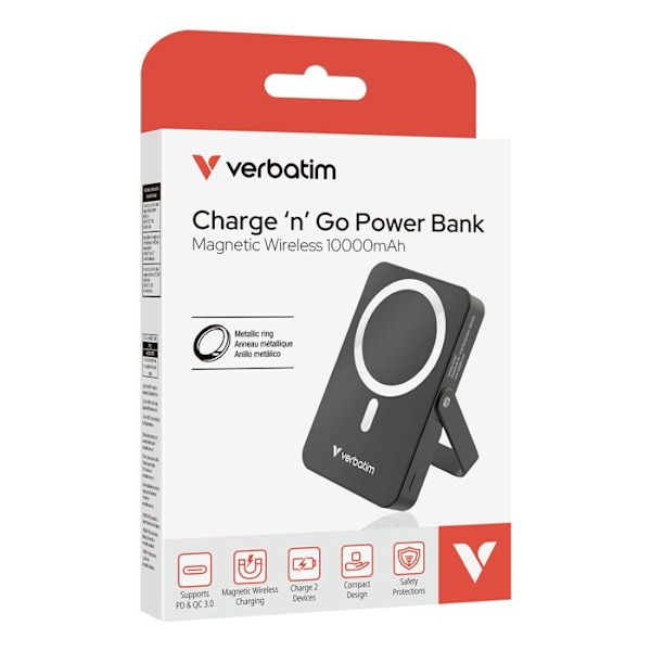 Batteri Ekstern - VERBATIM - Charge 'n' Go - 10 000 mAh - MagSafe - Hurtigopladning PD 22 W